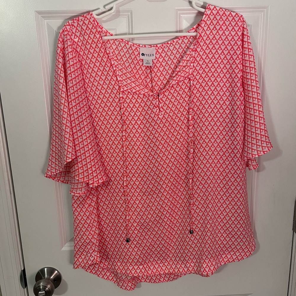 Stylus boho style tie neck top